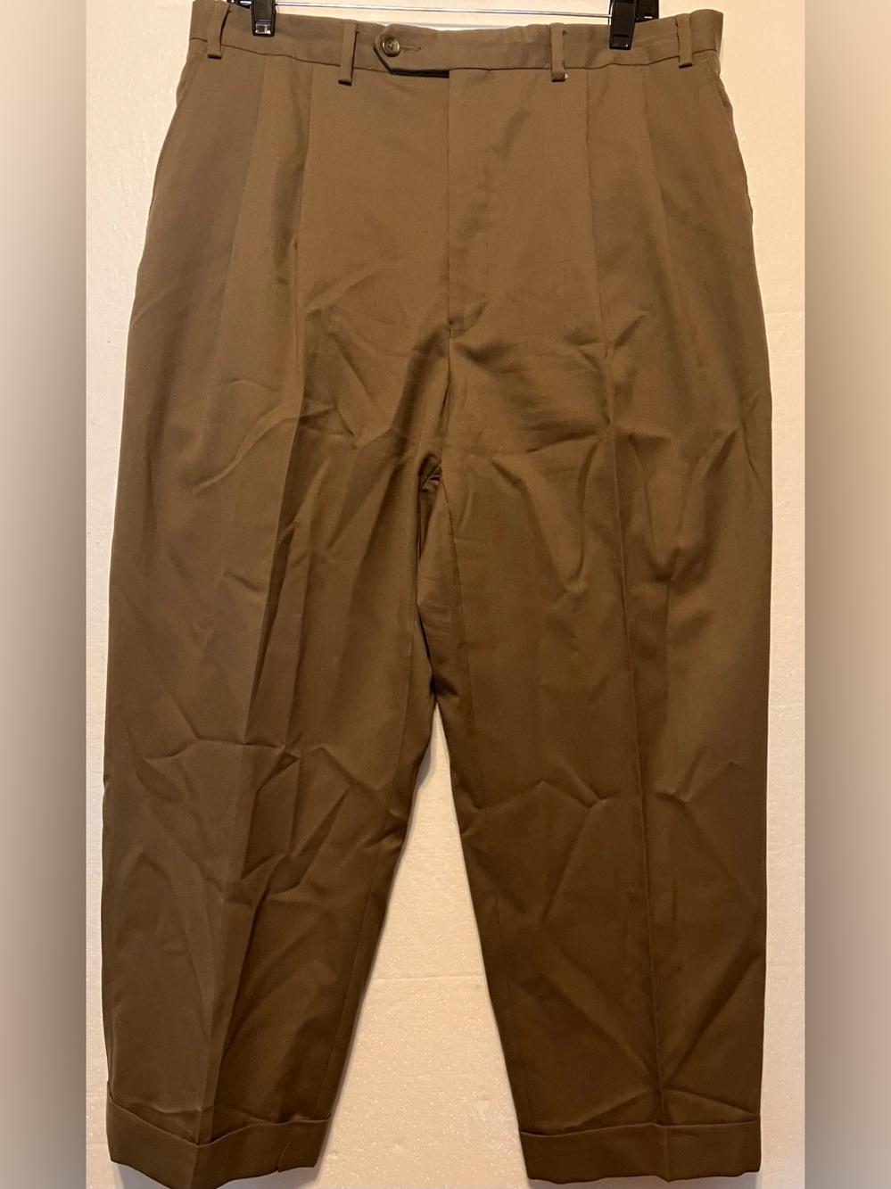 Chaps Olive-Tan 36/32 Pleated Chinos altered to 34/32